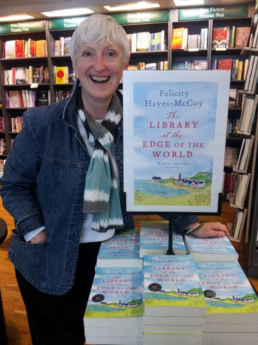 Felicity Hayes-McCoy at the book launch of her first Finfarran novel The Library at the Edge of The World, in Dublin Ireland