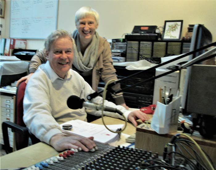 Author Felicity Hayes-McCoy with producer Michael Bartlett, of Crimson Cats Audio, at her recording of the audiobook of her memoir The House on an Irish Hillside